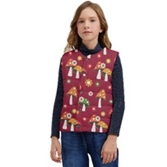 Woodland Mushroom And Daisy Seamless Pattern Kid s Button Up Puffer Vest	 by Grandong