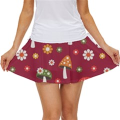 Woodland Mushroom And Daisy Seamless Pattern Women s Skort by Grandong