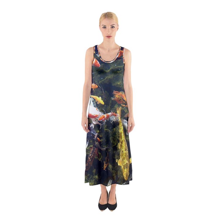 Koi Pond 3d Fish Sleeveless Maxi Dress