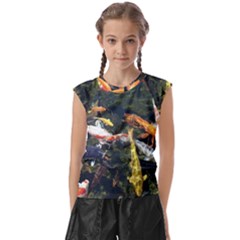 Koi Pond 3d Fish Kids  Raglan Cap Sleeve T-shirt by Grandong