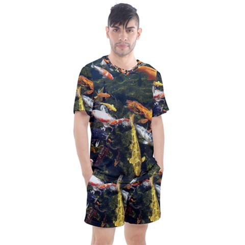 Koi Pond 3d Fish Men s Mesh T-shirt And Shorts Set by Grandong