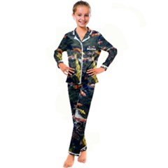 Koi Pond 3d Fish Kids  Satin Long Sleeve Pajamas Set by Grandong