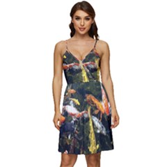 Koi Pond 3d Fish V-neck Pocket Summer Dress  by Grandong