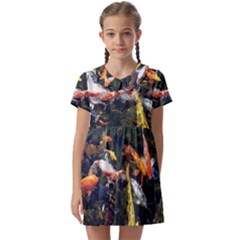 Koi Pond 3d Fish Kids  Asymmetric Collar Dress