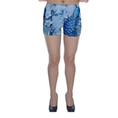 Chinese Style 3d Embossed Blue Peacock Oil Painting Skinny Shorts by Grandong