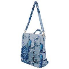 Chinese Style 3d Embossed Blue Peacock Oil Painting Crossbody Backpack by Grandong