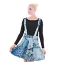 Chinese Style 3d Embossed Blue Peacock Oil Painting Suspender Skater Skirt View1