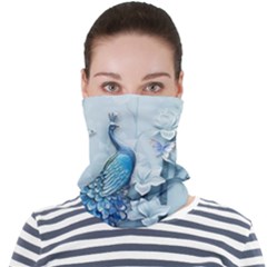 Chinese Style 3d Embossed Blue Peacock Oil Painting Face Seamless Bandana (adult) by Grandong