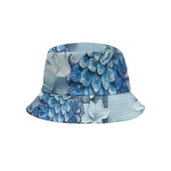 Chinese Style 3d Embossed Blue Peacock Oil Painting Inside Out Bucket Hat (kids) by Grandong