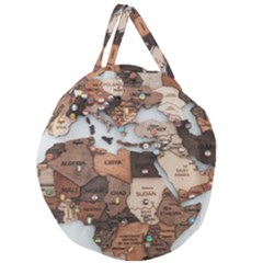 3d Vintage World Map Giant Round Zipper Tote by Grandong