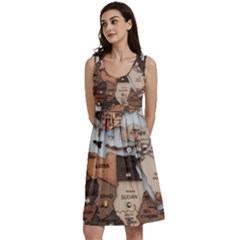 3d Vintage World Map Classic Skater Dress