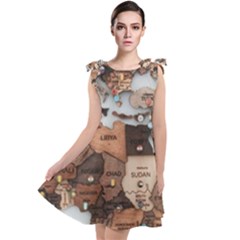 3d Vintage World Map Tie Up Tunic Dress by Grandong