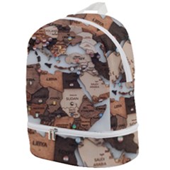 3d Vintage World Map Zip Bottom Backpack by Grandong