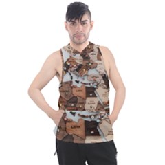 3d Vintage World Map Men s Sleeveless Hoodie by Grandong