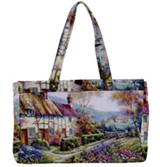 Colorful Cottage River Colorful House Landscape Garden Beautiful Painting Canvas Work Bag by Grandong