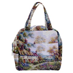 Colorful Cottage River Colorful House Landscape Garden Beautiful Painting Boxy Hand Bag by Grandong