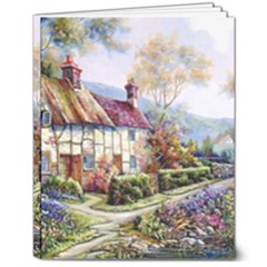 Colorful Cottage River Colorful House Landscape Garden Beautiful Painting 8  X 10  Hardcover Notebook by Grandong