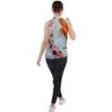 Koi Fish Mock Neck Chiffon Sleeveless Top View2