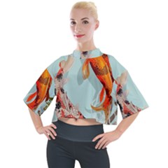 Koi Fish Mock Neck T-shirt by Grandong