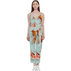 Koi Fish V-neck Camisole Jumpsuit by Grandong