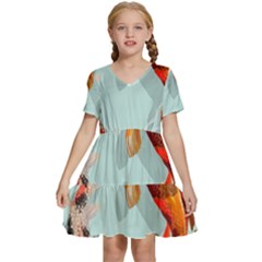 Koi Fish Kids  Short Sleeve Tiered Mini Dress by Grandong