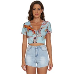 Koi Fish V-neck Crop Top by Grandong