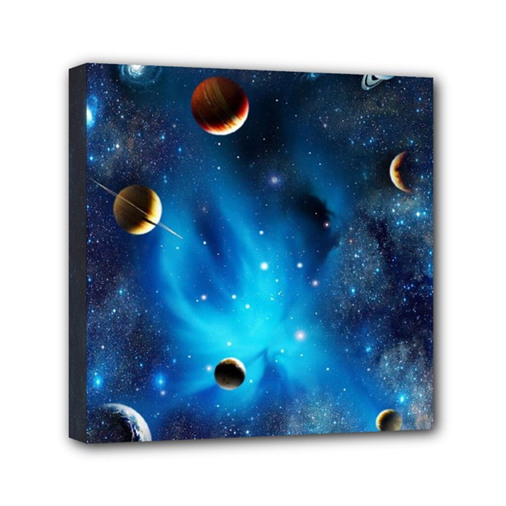 3d Universe Space Star Planet Mini Canvas 6  x 6  (Stretched)