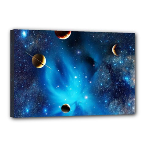 3d Universe Space Star Planet Canvas 18  X 12  (stretched) by Grandong