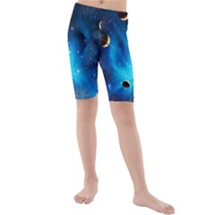 3d Universe Space Star Planet Kids  Mid Length Swim Shorts by Grandong