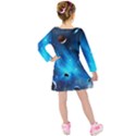 3d Universe Space Star Planet Kids  Long Sleeve Velvet Dress View2