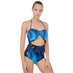 3d Universe Space Star Planet Scallop Top Cut Out Swimsuit by Grandong