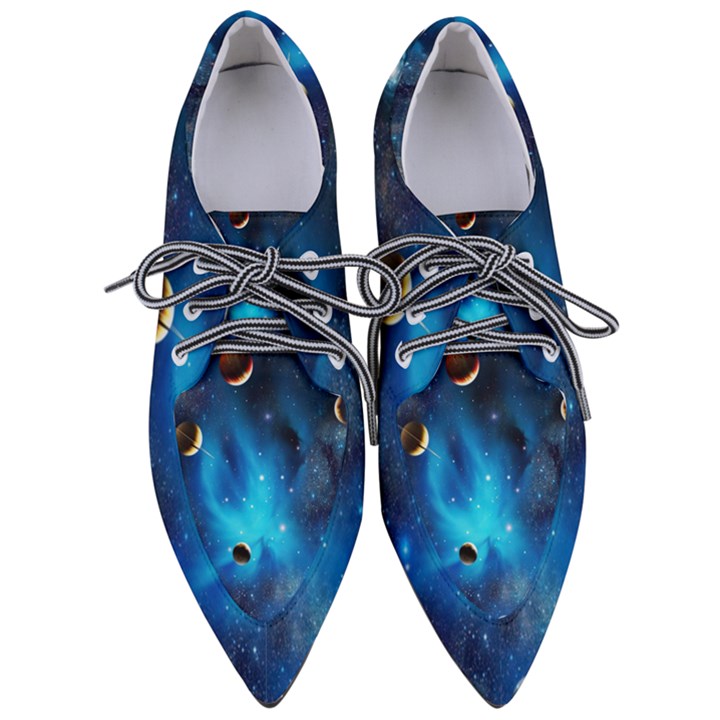 3d Universe Space Star Planet Pointed Oxford Shoes