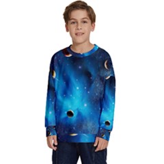 3d Universe Space Star Planet Kids  Crewneck Sweatshirt by Grandong