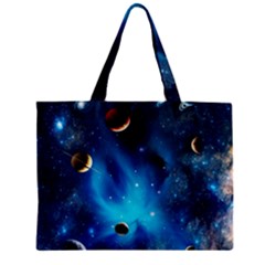 3d Universe Space Star Planet Zipper Mini Tote Bag by Grandong