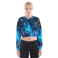 3d Universe Space Star Planet Cropped Sweatshirt by Grandong