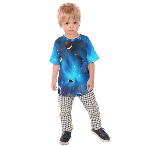 3d Universe Space Star Planet Kids  Raglan T-shirt by Grandong