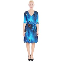 3d Universe Space Star Planet Wrap Up Cocktail Dress by Grandong