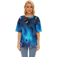 3d Universe Space Star Planet Oversized Basic T-shirt by Grandong