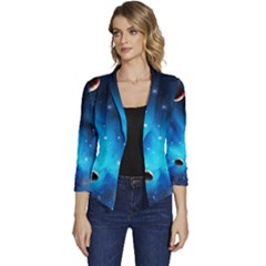 3d Universe Space Star Planet Women s Casual 3/4 Sleeve Spring Jacket