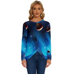 3d Universe Space Star Planet Long Sleeve Crew Neck Pullover Top by Grandong