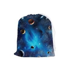 3d Universe Space Star Planet Drawstring Pouch (large) by Grandong