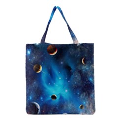 3d Universe Space Star Planet Grocery Tote Bag by Grandong