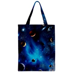 3d Universe Space Star Planet Zipper Classic Tote Bag by Grandong