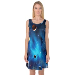 3d Universe Space Star Planet Sleeveless Satin Nightdress by Grandong