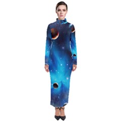 3d Universe Space Star Planet Turtleneck Maxi Dress by Grandong