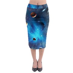 3d Universe Space Star Planet Midi Pencil Skirt by Grandong