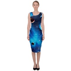 3d Universe Space Star Planet Sleeveless Pencil Dress by Grandong