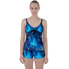 3d Universe Space Star Planet Tie Front Two Piece Tankini by Grandong