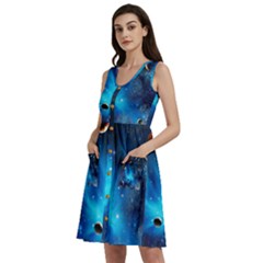 3d Universe Space Star Planet Sleeveless Dress With Pocket by Grandong