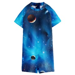 3d Universe Space Star Planet Kids  Boyleg Half Suit Swimwear by Grandong